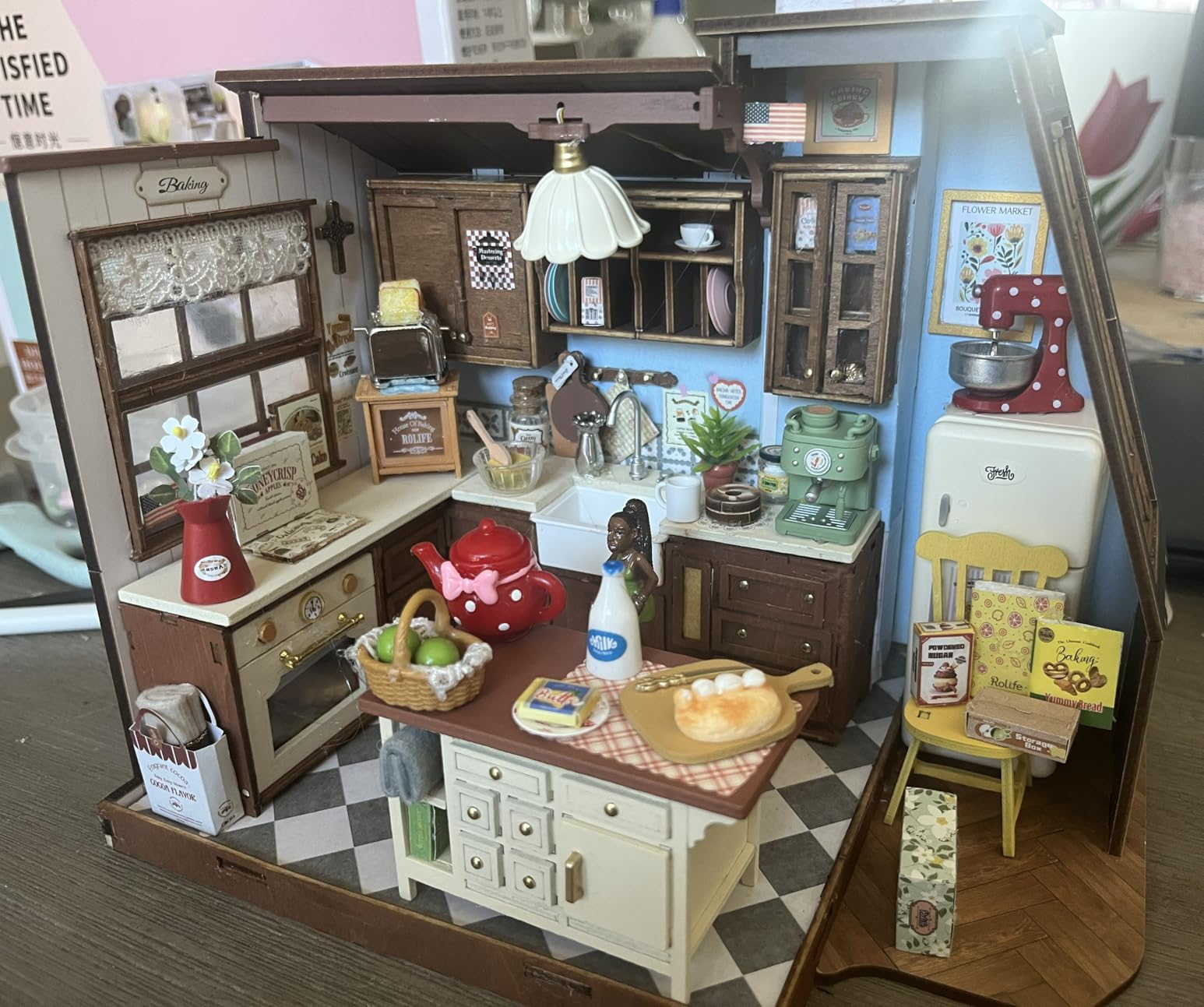 Rolife Baking Kitchen DIY Miniature House Kit with LED Lights | 1:18 Scale 359 Pcs Bakery Mini Building Model Kit customer photo 1