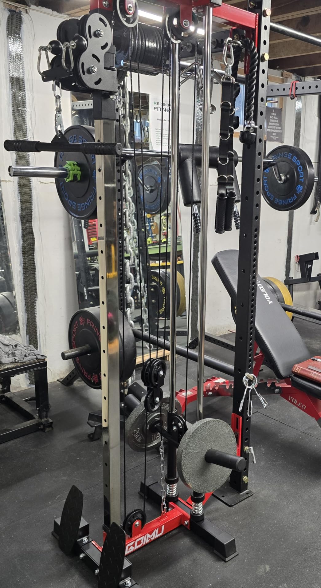 Wall Mount Cable Station, WM1 Cable Crossover Machine with 17 Positions, High and Low Cable Crossover Machine with Removable Footplate for Garage Home Gym customer photo 1