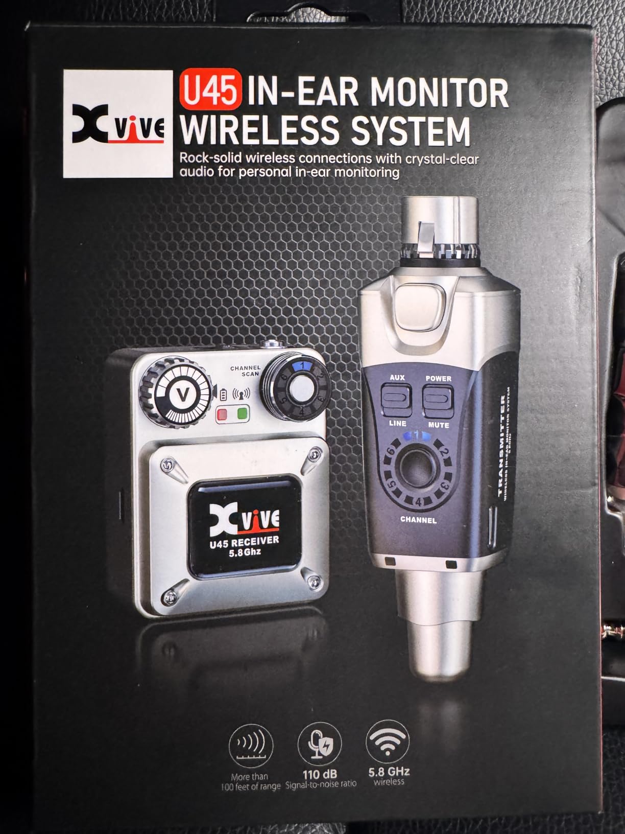 Xvive U45 Wireless in Ear Monitor System 5.8GHz IEM System Transmitter and Bodypack Receiver for Studio, Band Rehearsal, Live Performance, Channel Scan Mode customer photo 2