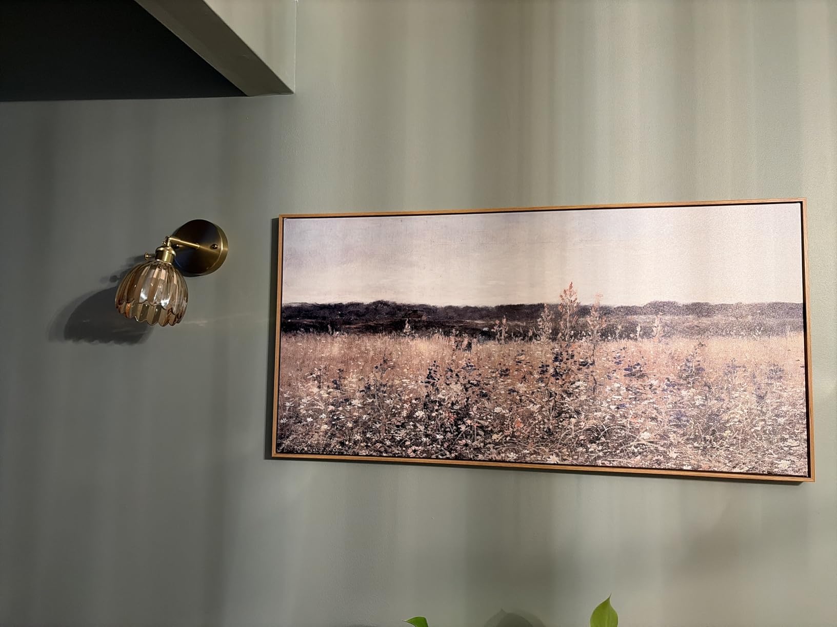 DJSYLIFE Oversized Framed Wall Art, Wildflower Landscape, 29.5 x 57.9 Inch | Extra Large Painting, Vintage Canvas Prints, Ready to Hang, Classical Flowers Pictures, Farmhouse Living Room Bedroom Decor customer photo 2