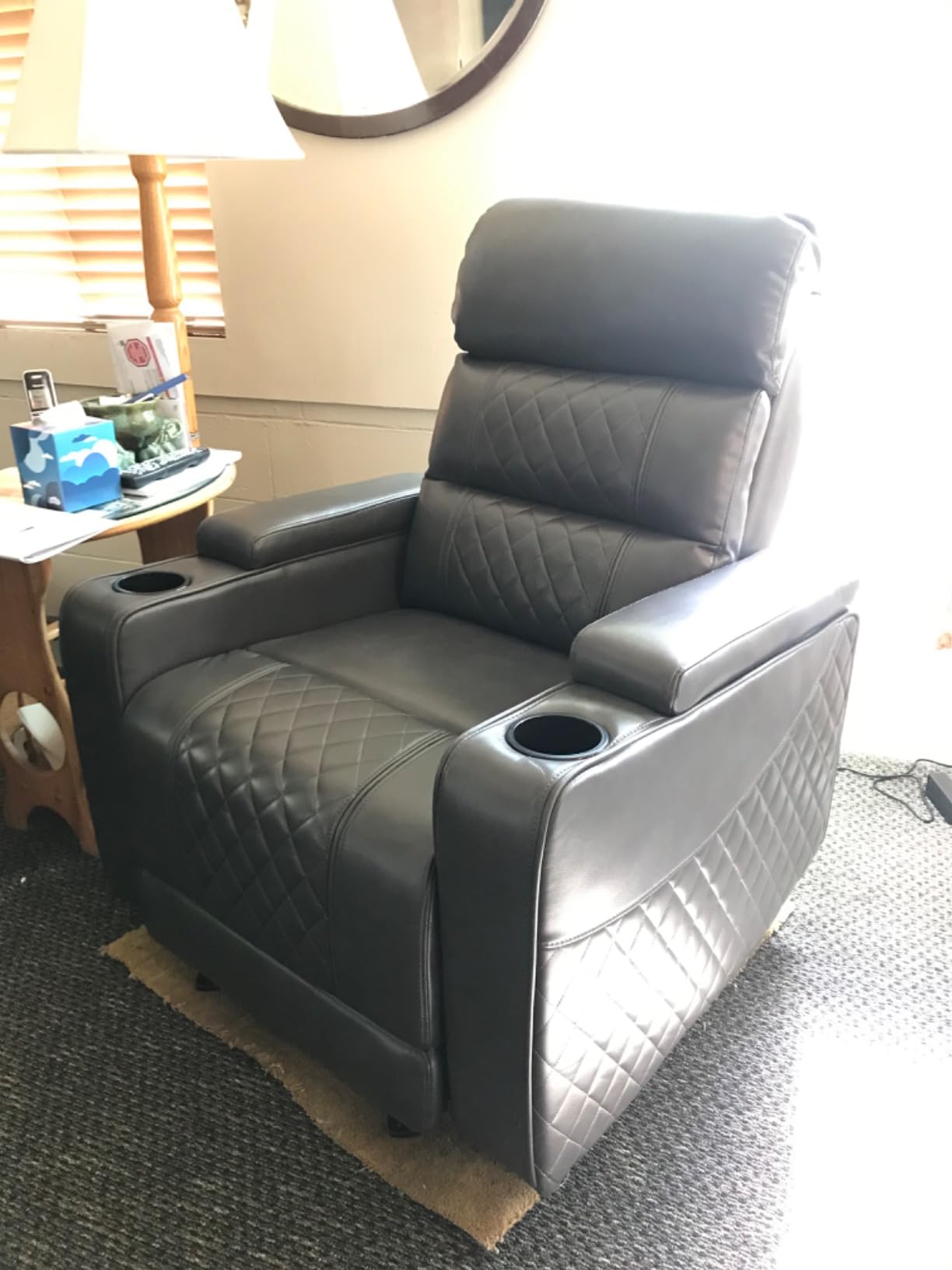MCombo Power Recliner Chair for Adults, Home Theater Seating with Power Headrest, FSC Certified, USB & Type C Ports, Armrest Storage & LED Light HTS432 (Light Grey, Single Recliner) customer photo 1