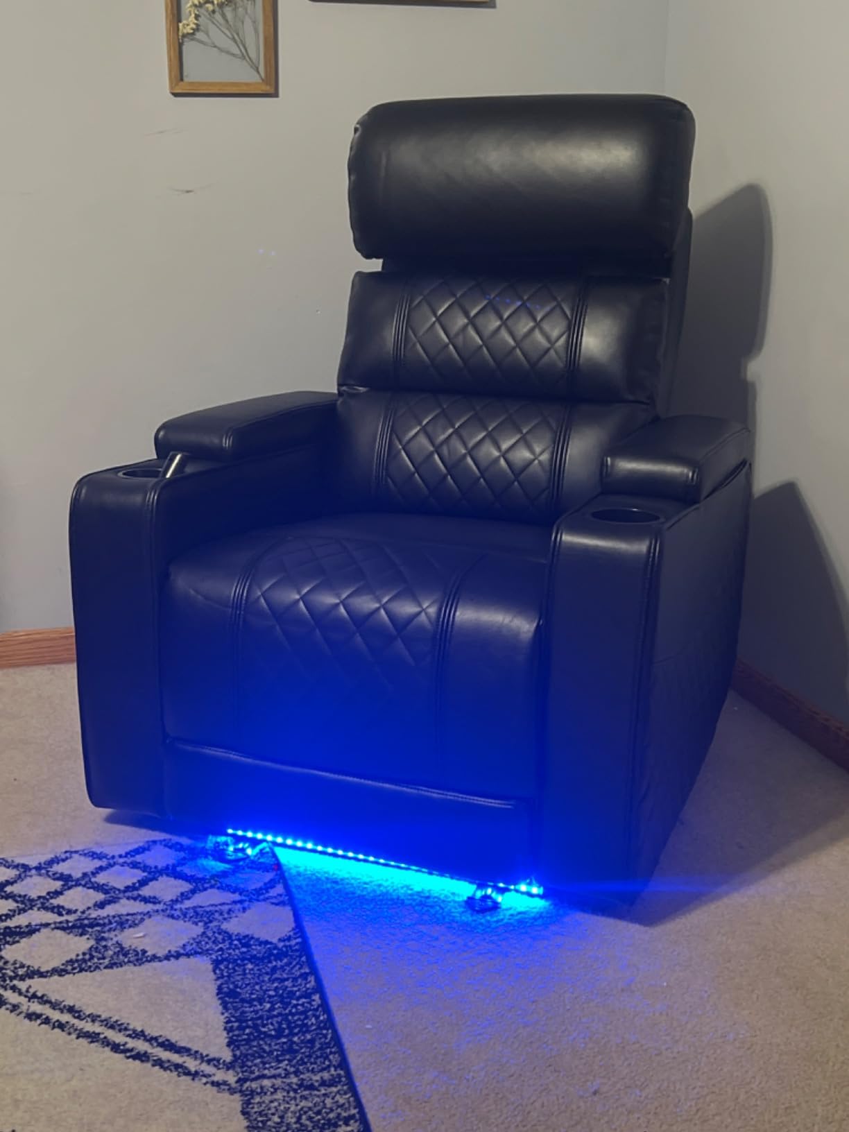 MCombo Power Recliner Chair for Adults, Home Theater Seating with Power Headrest, FSC Certified, USB & Type C Ports, Armrest Storage & LED Light HTS432 (Light Grey, Single Recliner) customer photo 2