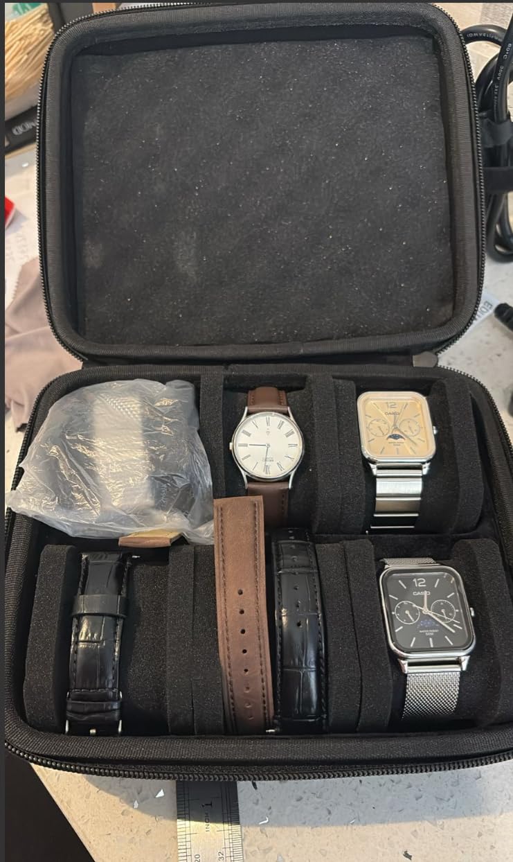 AUKURA 6 slots Watch Travel Case, Watch Case Storage box Organizer for Men and Women, with anti-move soft insert customer photo 2