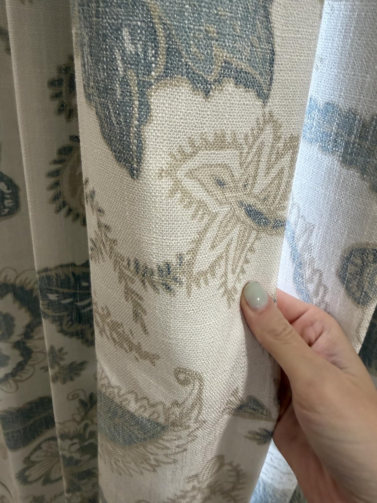 Kayne Studio Blue Grey Botanical Floral Pinch Pleated Blackout Curtains 90