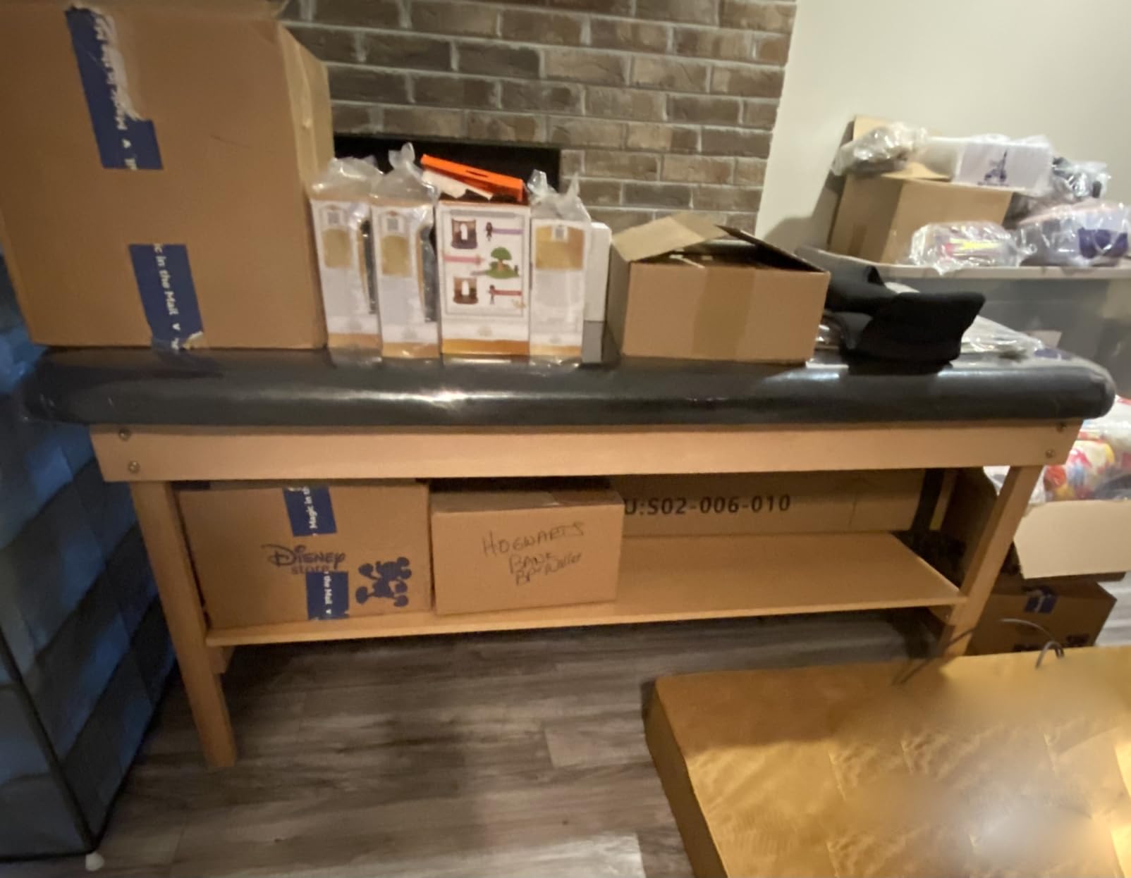 Medical Examination Table with Wooden Base, Navy Blue Padded Surface, (Black) customer photo 2