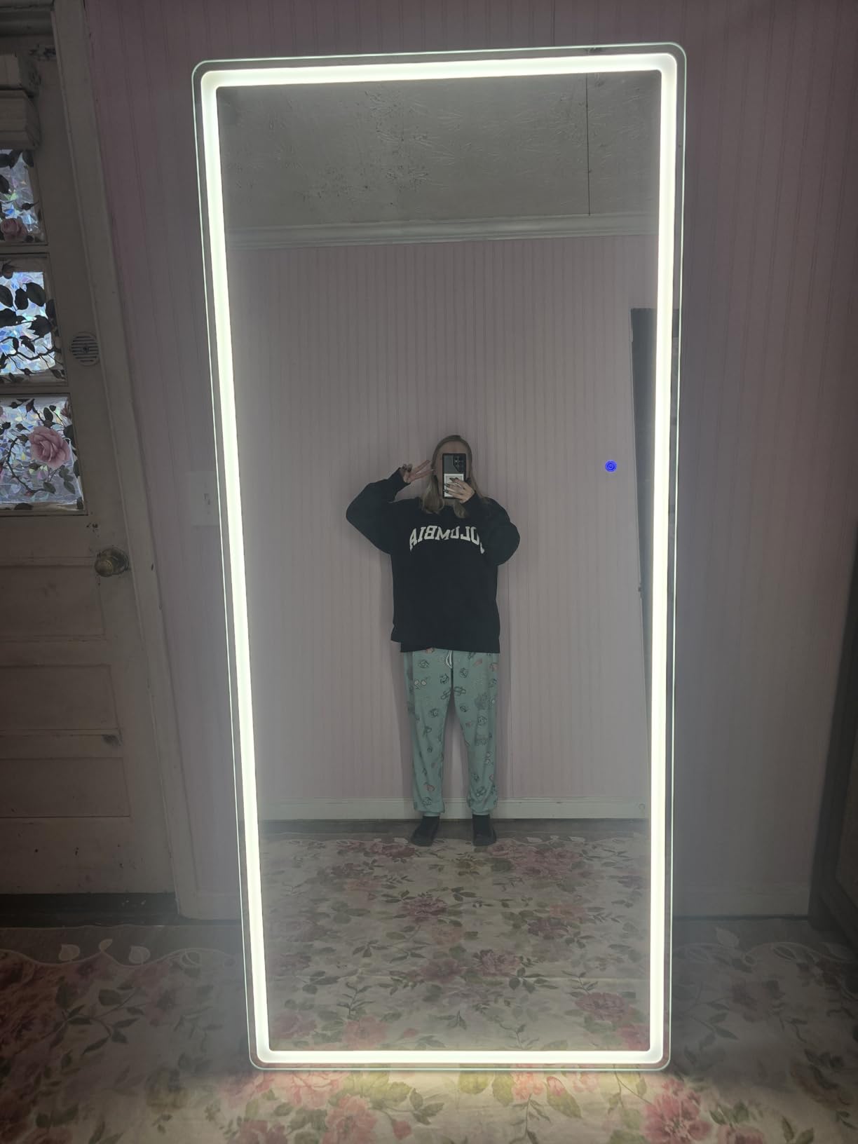 34x76 inch Full Length Mirror with Lights, LED Full Body Mirrors | Stepless Dimmable 3 Color Lighting Floor Standing/Hanging/Leaning/Wall Mounted Vanity Mirror for Bedroom Cloakroom (Rect) customer photo 2
