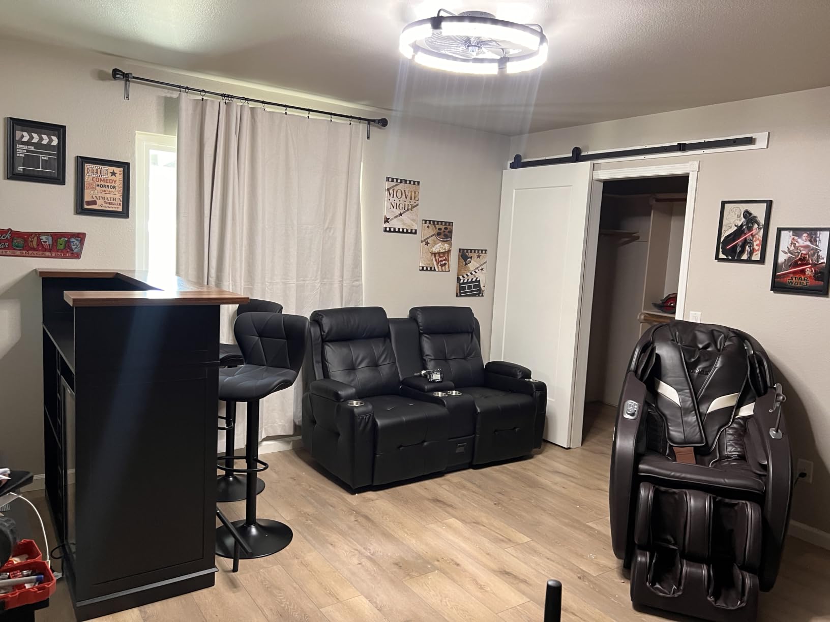 RV Loveseat Recliner Sofa, Home Theater Seating with Console & Massage | Reclining Loveseat with USB, Wall Hugger RV Couch Movie Theater Chairs, RV Furniture with Cup Holders, Drawer for Gaming Room customer photo 2