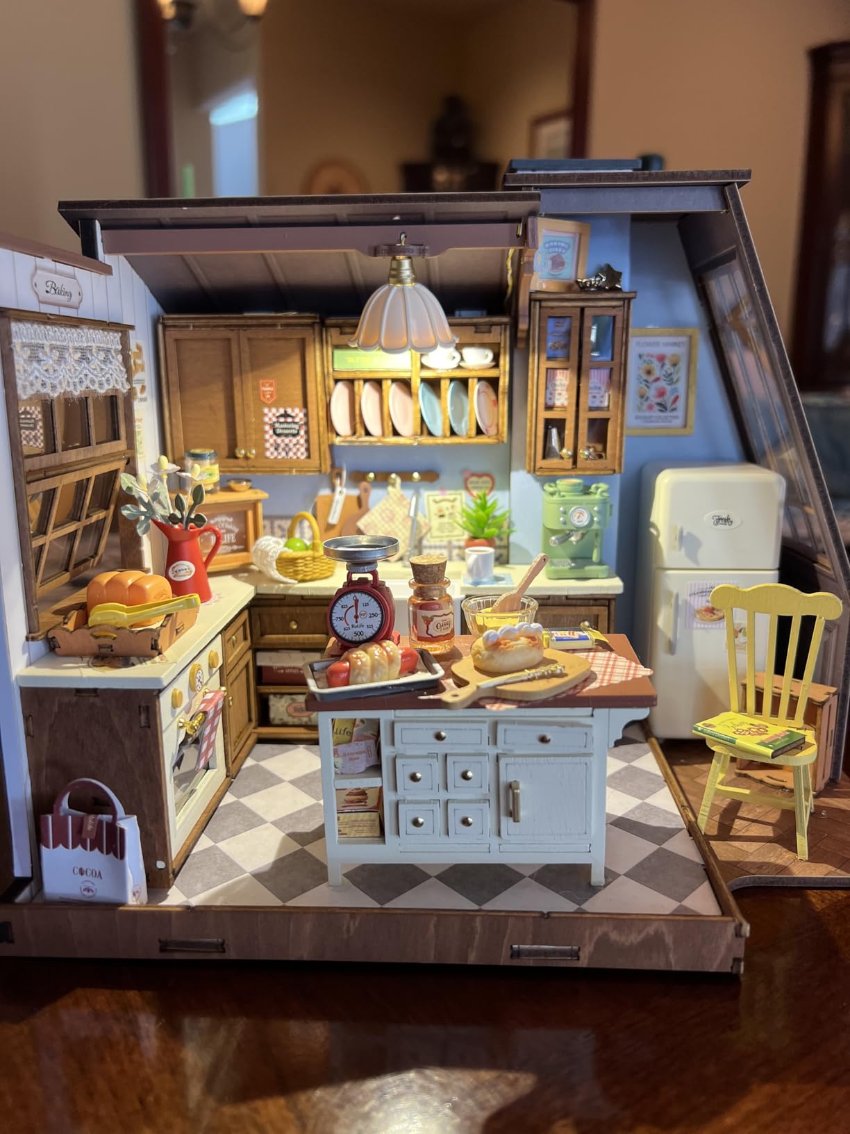 Rolife Baking Kitchen DIY Miniature Dollhouse Kit Creative Gift for Adults | 1:18 Scale Tiny House with Pitched Roof Window and LED Light customer photo 2
