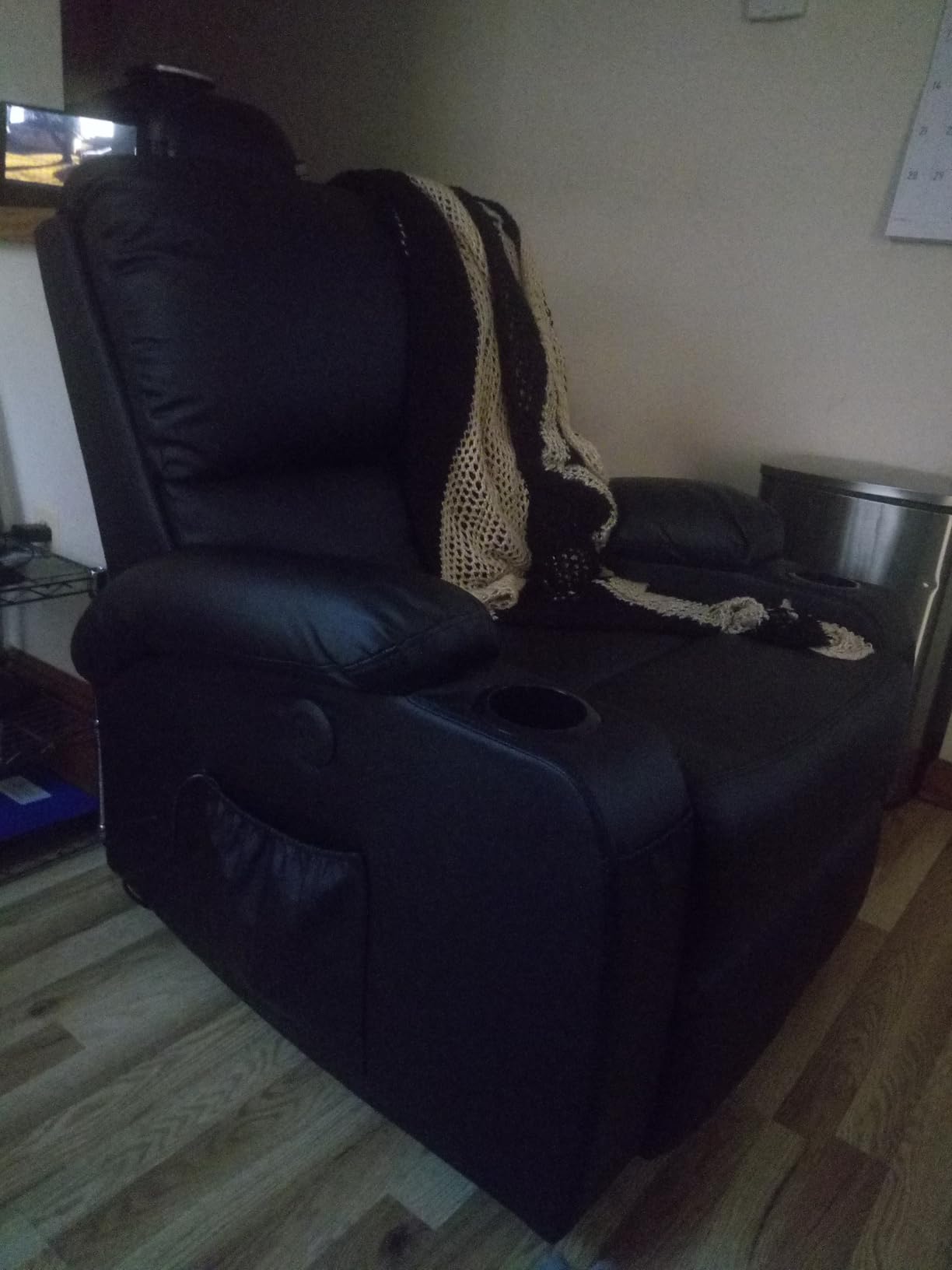 LAFWELL Rocking Recliner Chair, Massage Rocker Recliner Chair with Vibration Massage and Heat, USB and Type-C Ports,360° Swivel Faux Leather Chairs, Living Room, Bedroom, Nursery, RV, Black customer photo 1