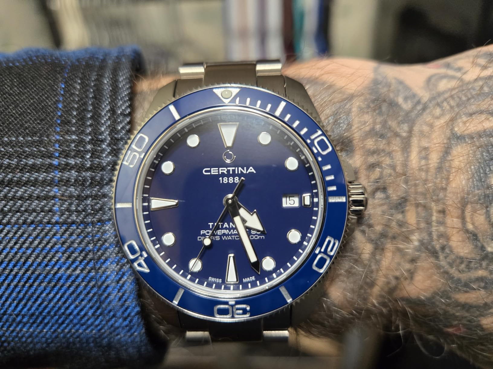 Certina DS Action Gent 40.5mm Titanium Automatic Powermatic 80 Watch, Blue Dial customer photo 2