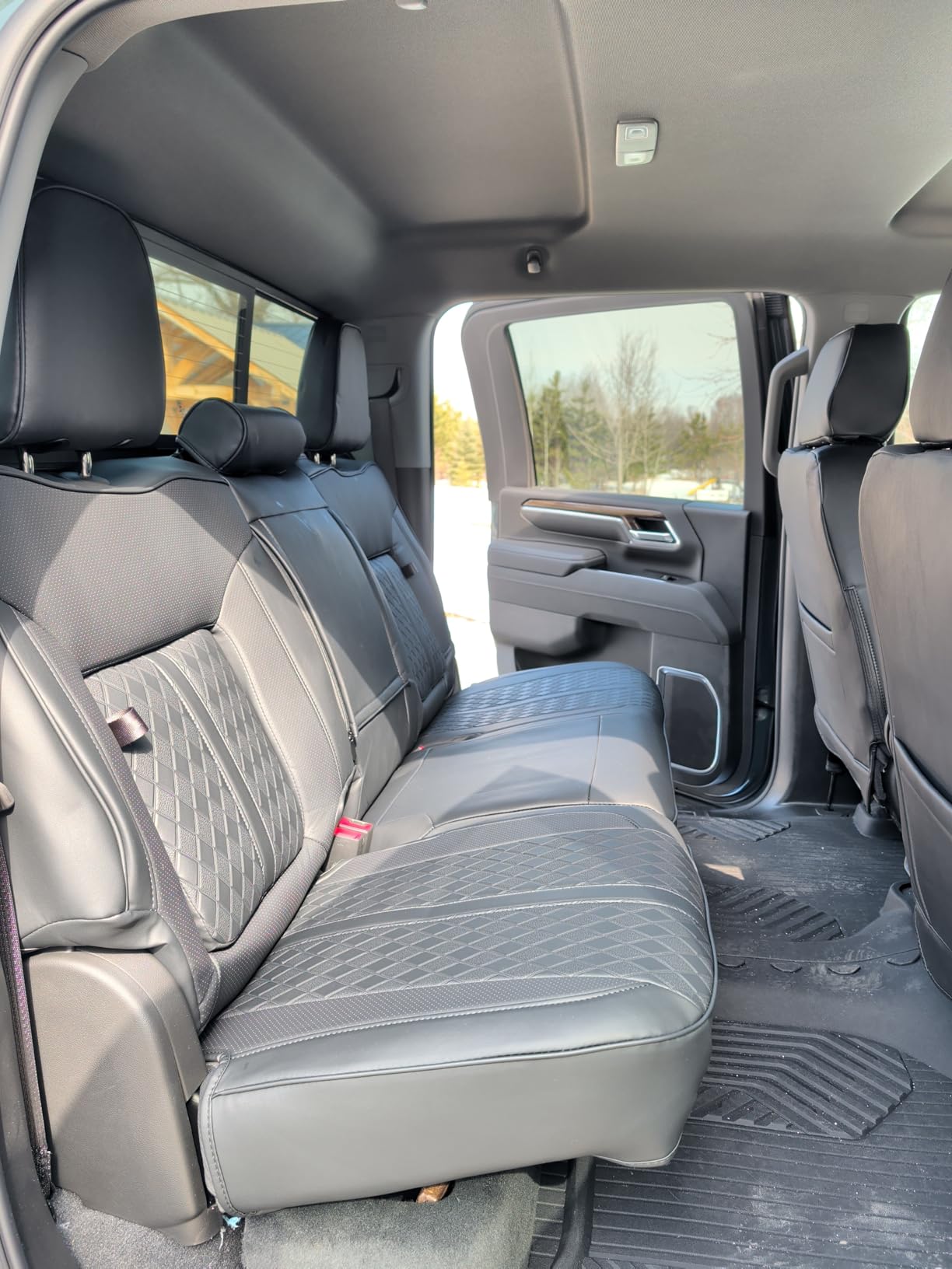 RIDEPOSH Custom Fit Seat Covers for Silverado/Sierra 1500 2019-2026 CrewCab | Fits 2500/3500HD 2020-2026, with Rear Armrest/Seatback Storage, Faux leather, Protective, Scratch-resistant, Easy-clean customer photo 2