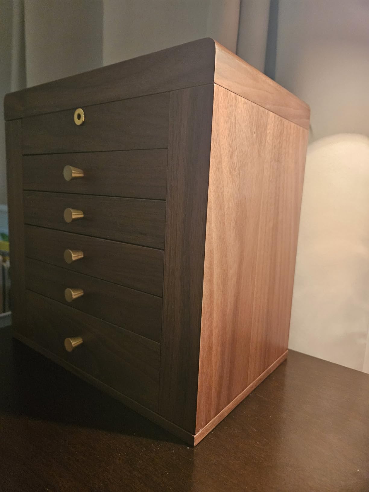 Homruilink Black Walnut Wooden Jewelry Box for Women, 6 Layer | Locking Large Wood Jewelry Organizer with 2 Side Doors & Mirror, For Watch Necklace Ring Earring, Velvet-Lined, Gift customer photo 1