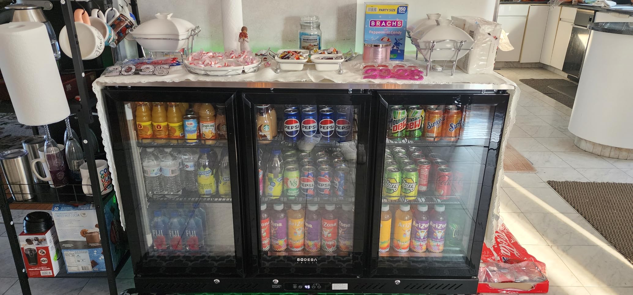 BODEGACOOLER Commercial Bar Cooler With 3 Glass Doors, 12 Cu.Ft Counter Height Back Beverage Refrigerator, Display Bar Fridge with LED Lighting, Beverage Cooler for Beer Stainless Steel Top, With Casters customer photo 1