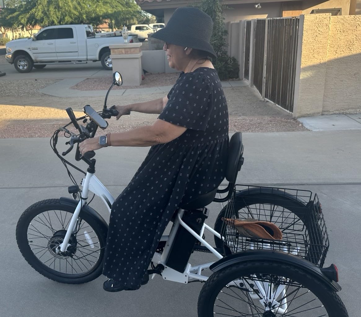ANCHEER Electric Tricycle for Adults, Peak 600W Folding Electric Trike, 24