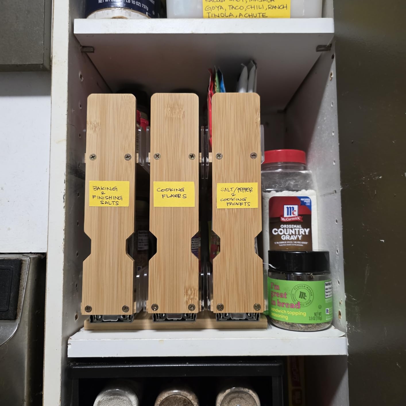 SpaceAid Bamboo Pull Out Spice Rack Organizer for Cabinet, Heavy Duty Slide Out Seasoning Kitchen Pantry Sliding Vertical Organization, 7.6