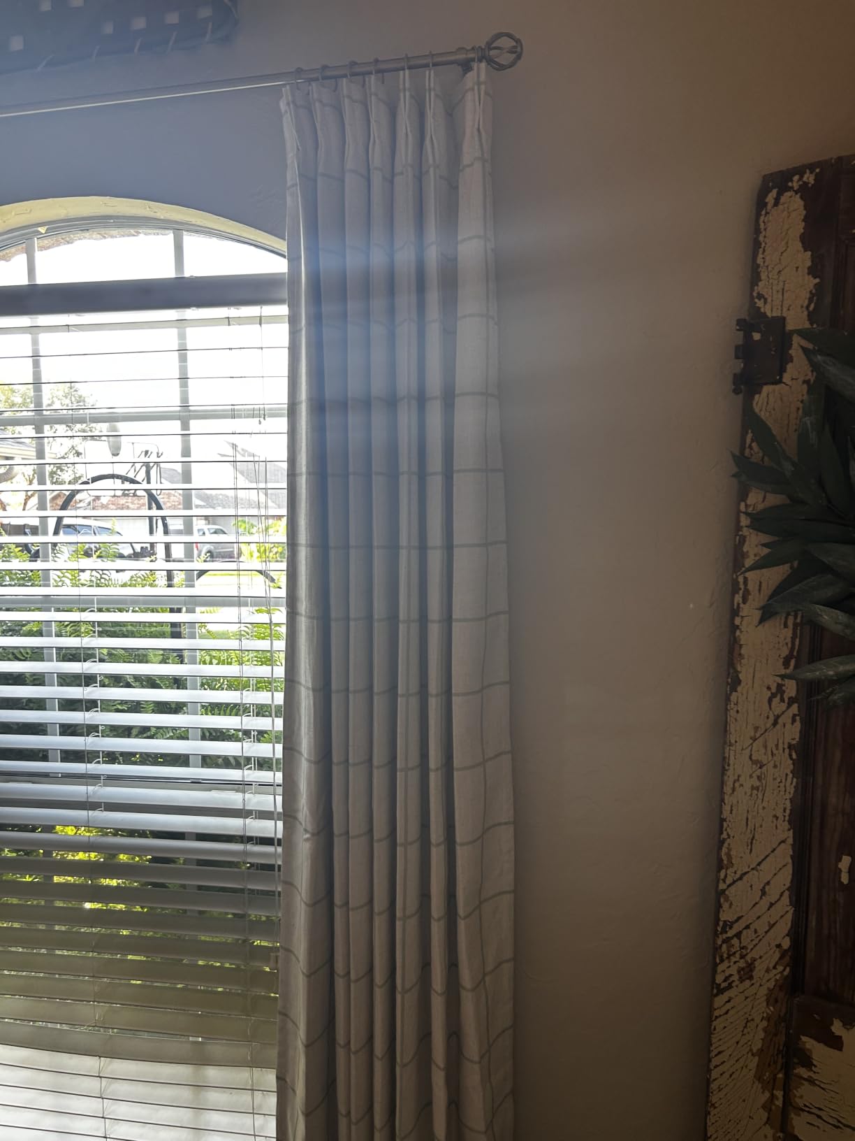 THREE GIRLS Pinch Pleated Plaid Curtains Blackout Linen Gingham Curtains for Living Room,Bedroom Checkered Patterned Insulated 84 Inches Long Double Layer 2 Panels Set Printed Design Darkening customer photo 1