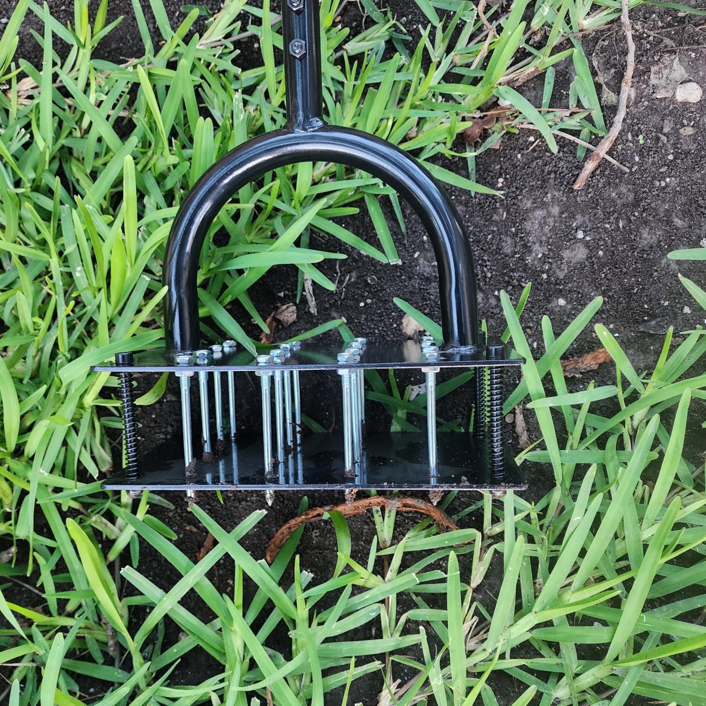 Bluesea Lawn Aerator Tool - 16 Iron Spikes with Ergonomic T-Handle, Automatic Dirt Clean for Soil Loosening & Yard Aeration, Manual Metal Grass Aerator (Orange) customer photo 2
