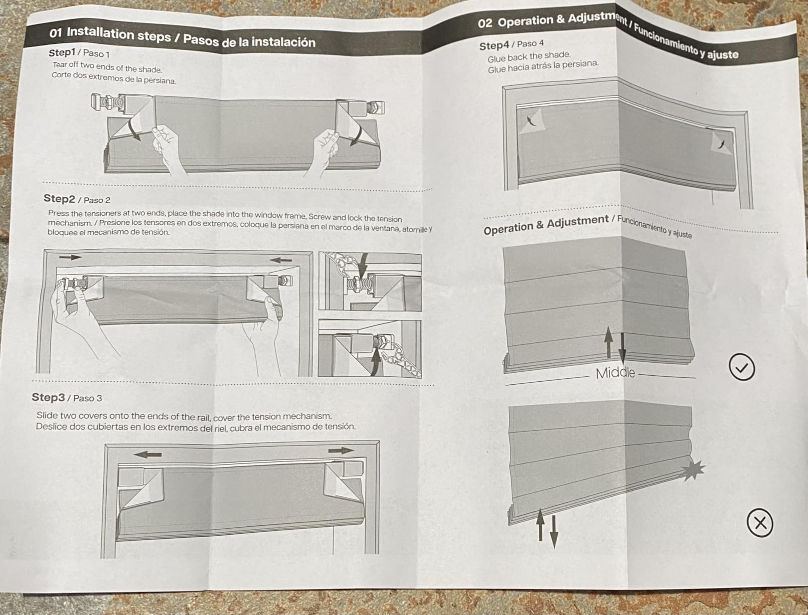 LazBlinds No Drill Roman Shades, Blackout, 35