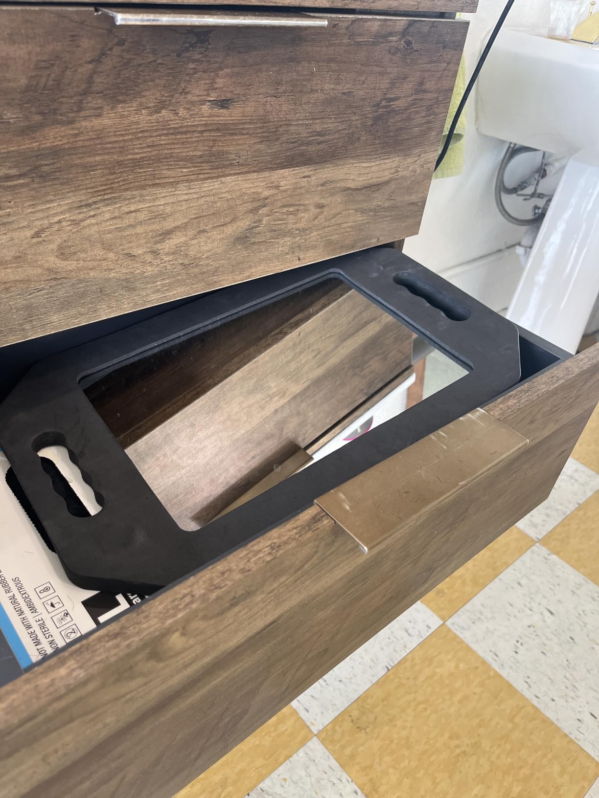 Hairdressing Foam Mirror with Double Handle - Black Handheld Lightweight Mirror for Barbers and Hair Salons - Back of Head Haircuts View Mirrors customer photo 2