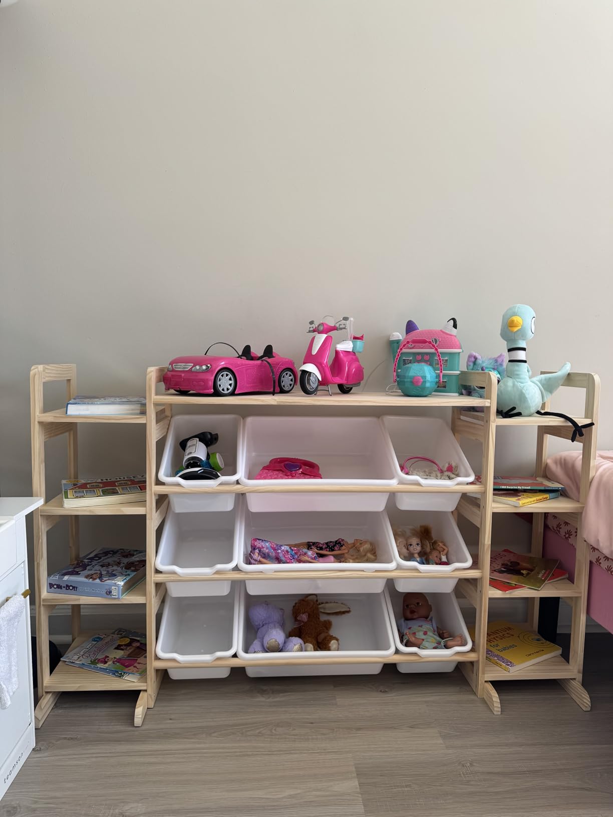 SpaceAid Large Toy Storage Organizer 9 Shelves 9 Bins, Toy Organizers Storage Bookshelf, Kids Bin Shelf Toys Box Bookcase for Bedroom Playroom Organization Room Decor, White customer photo 1