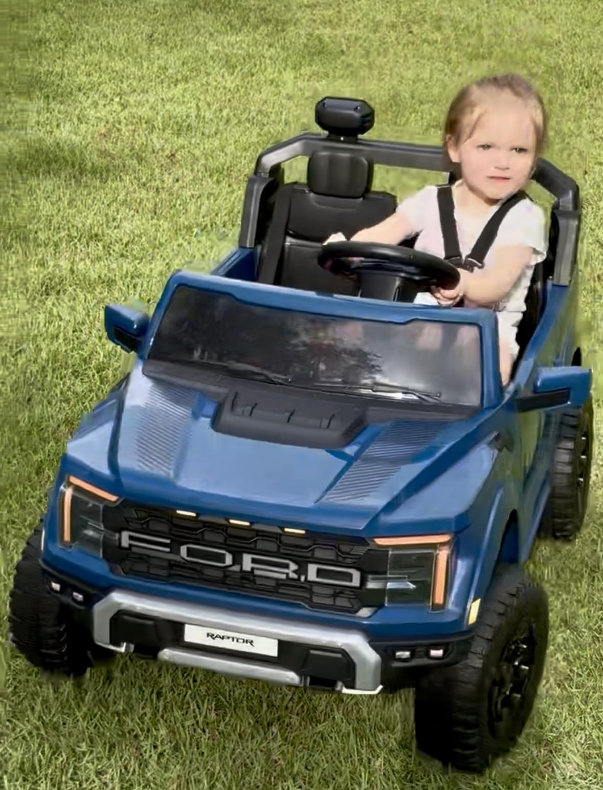 First Ride On 24V Kids Ride On Truck, Licensed Ford F-150 Raptor 2 Seater Electric Car w/Remote Control, Toddler Ride On Car Toys w/LED Lights, Bluetooth, Music, Truck Bed Storage, Soft Start (White) customer photo 2