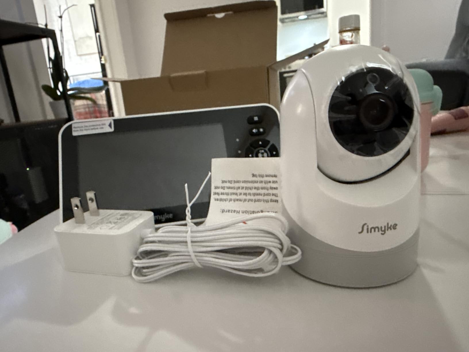 Simyke Video Baby Monitor with Camera and Audio, 5'' Screen, 720P, No Wifi or Free App Mode, Pan-Tilt-Zoom, Lullabies, Feeding Remind, Night Vision, VOX/ECO, 2-Way Talk, 1500ft Long Range, Easy Setup, 30H Battery customer photo 2