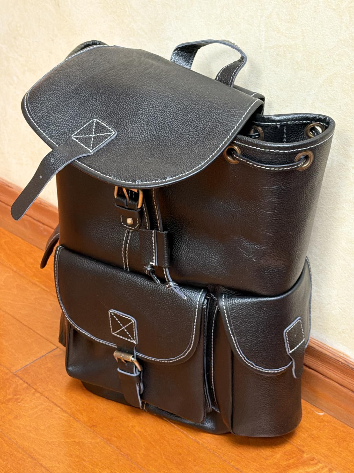 Handmade Genuine Leather Backpack for Men & Women Vintage Unisex College Backpack with Laptop Compartment Back to School Travel Rucksack for Work Office Daily Use bag customer photo 1