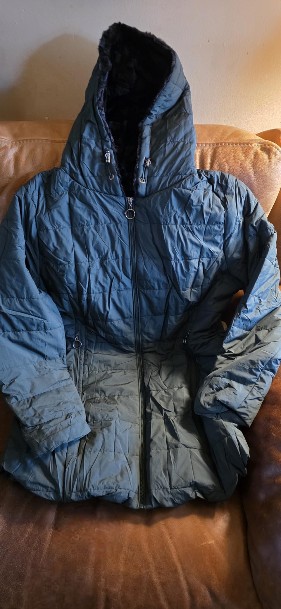 Women's Winter Fleece Warm Coat Windproof Slim Fit Long Down Jacket Hooded Thicken Outerwear with Pockets customer photo 2