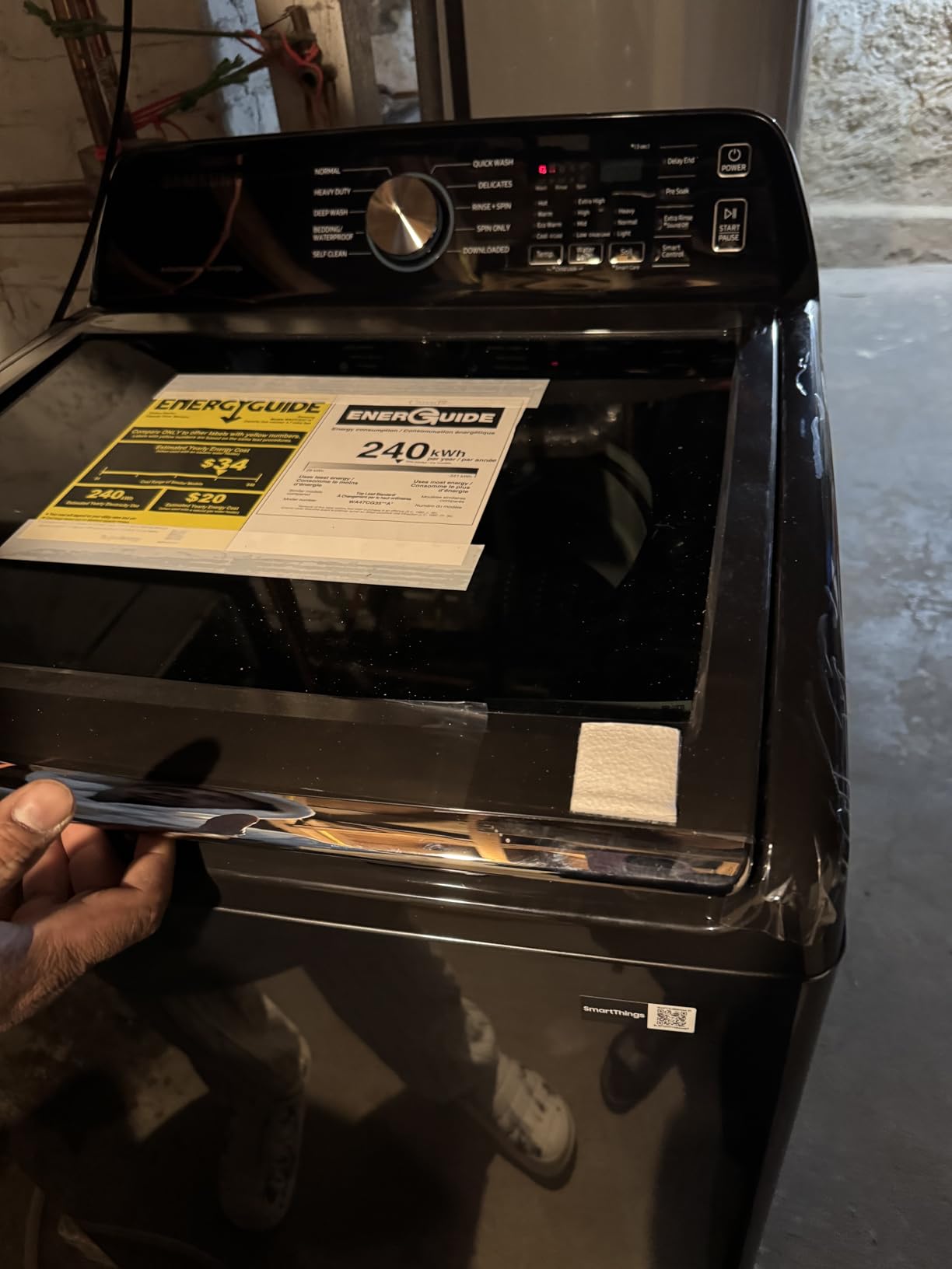 Samsung Smart 4.7 Cu Ft Top Load Washer & 7.4 Cu Ft Electric Dryer, Sensor Stops Overdrying, Low Vibration Quiet Wash, WaterJet w/Power Cords, Hoses, Vent Duct, 1 Year CPS Protection Bundle (Black) customer photo 2