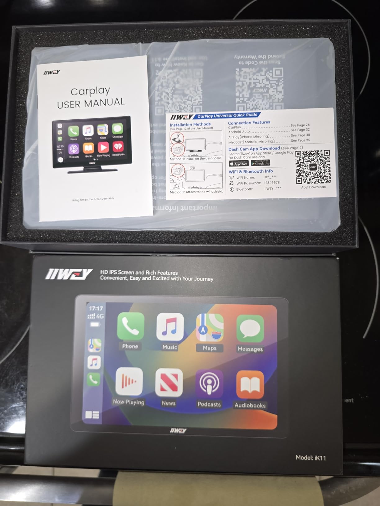 IIWEY iK11 11-Inch Wireless Apple CarPlay Screen, Android Auto, 4K Dash Cam | Ultra-Slim 0.16 Inch Touchscreen Car Stereo with 1080p Backup Camera, GPS, Mirror Link, Voice Control customer photo 1
