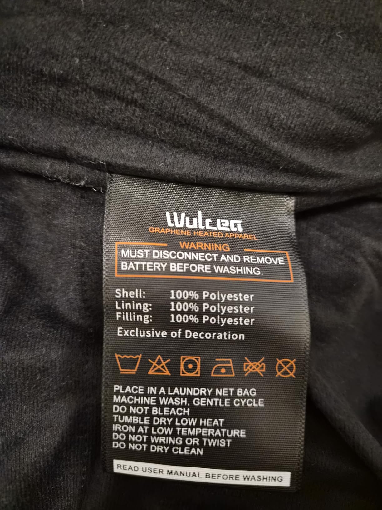 Wulcea Graphene Heated Jacket For Men 12V 18400mAh Fast Charge Large Capacity Battery customer photo 2