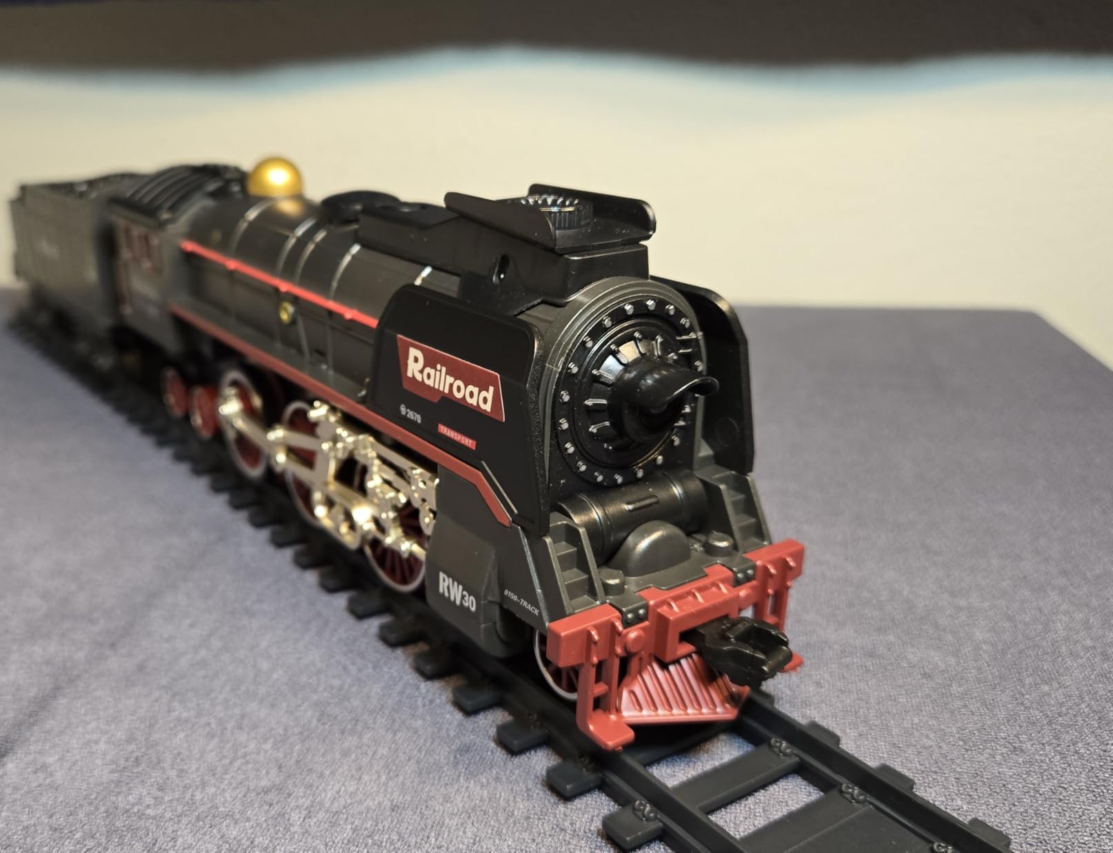 Christmas Electric Remote Control Train Set with Smoke, Lights, Sound, Locomotive, Cars and Remote Carriage, 3 Smoke Outlets, USB Rechargeable, with Track, Under Christmas Tree, Gifts for Kids 3+ customer photo 2