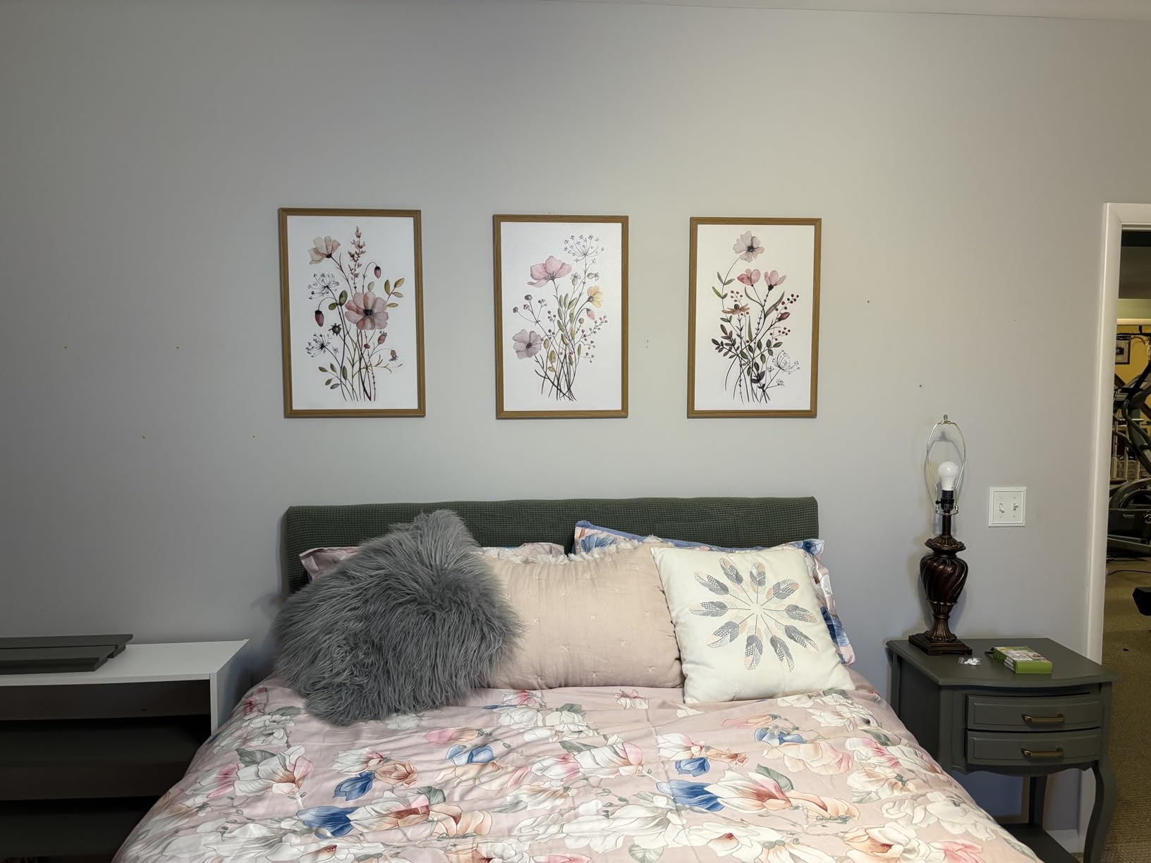 WRFON Framed Botanical Canvas Wall Art Set of 3, Watercolor Floral Prints, Framed Flower Wall Decor for Bedroom Bathroom Living Room, 12x16 Inch Each customer photo 2