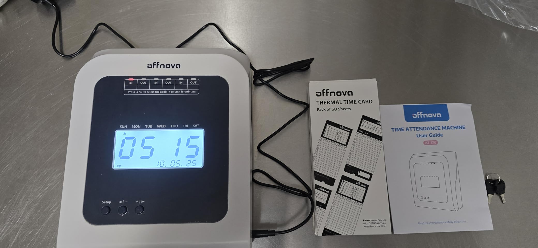 OFFNOVA Thermal Time Clock for Employees Small Business, No Ink Ribbons or Network Needed, in/Out Time Attendance Machine with 50 Time Cards customer photo 1