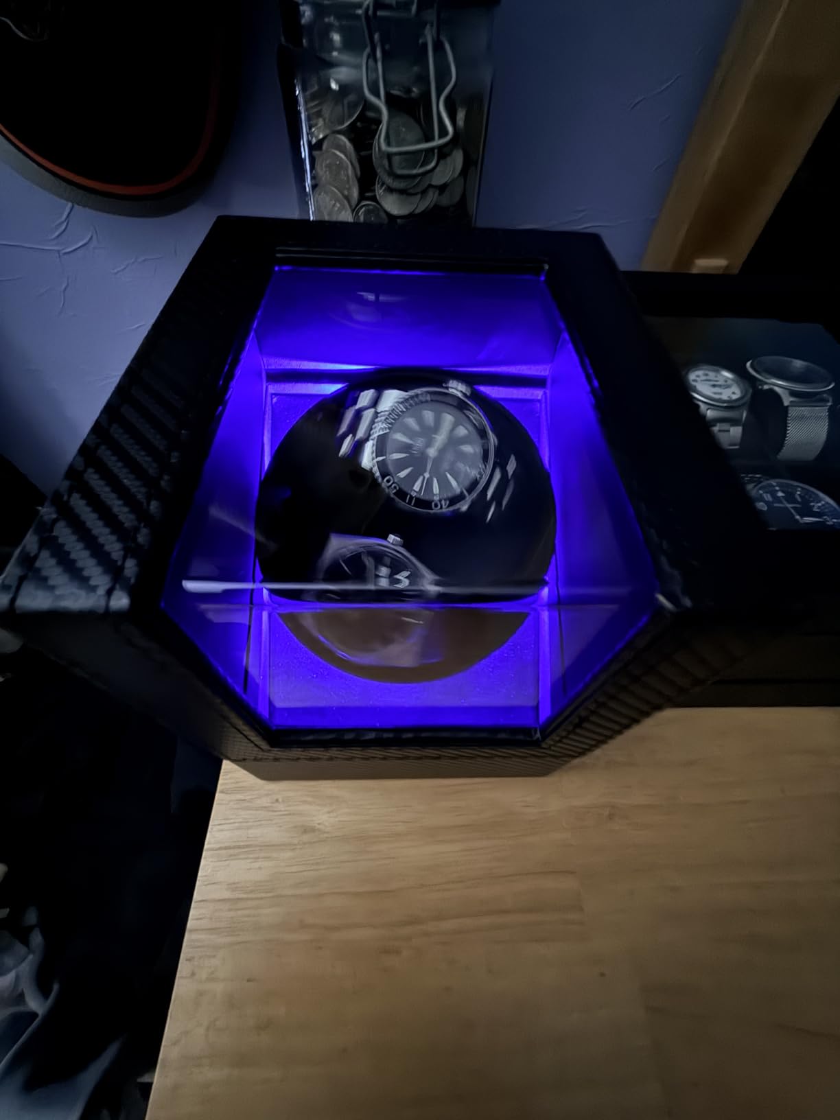 BEWISHOME Watch Winder for Automatic Watches, Double Watch Winder with Light | 4 Modes, Automatic Watch Winder Box Watch Spinner with Japanese Quiet Motor Type-C Adapter or Battery Powered, SYQ02C customer photo 1