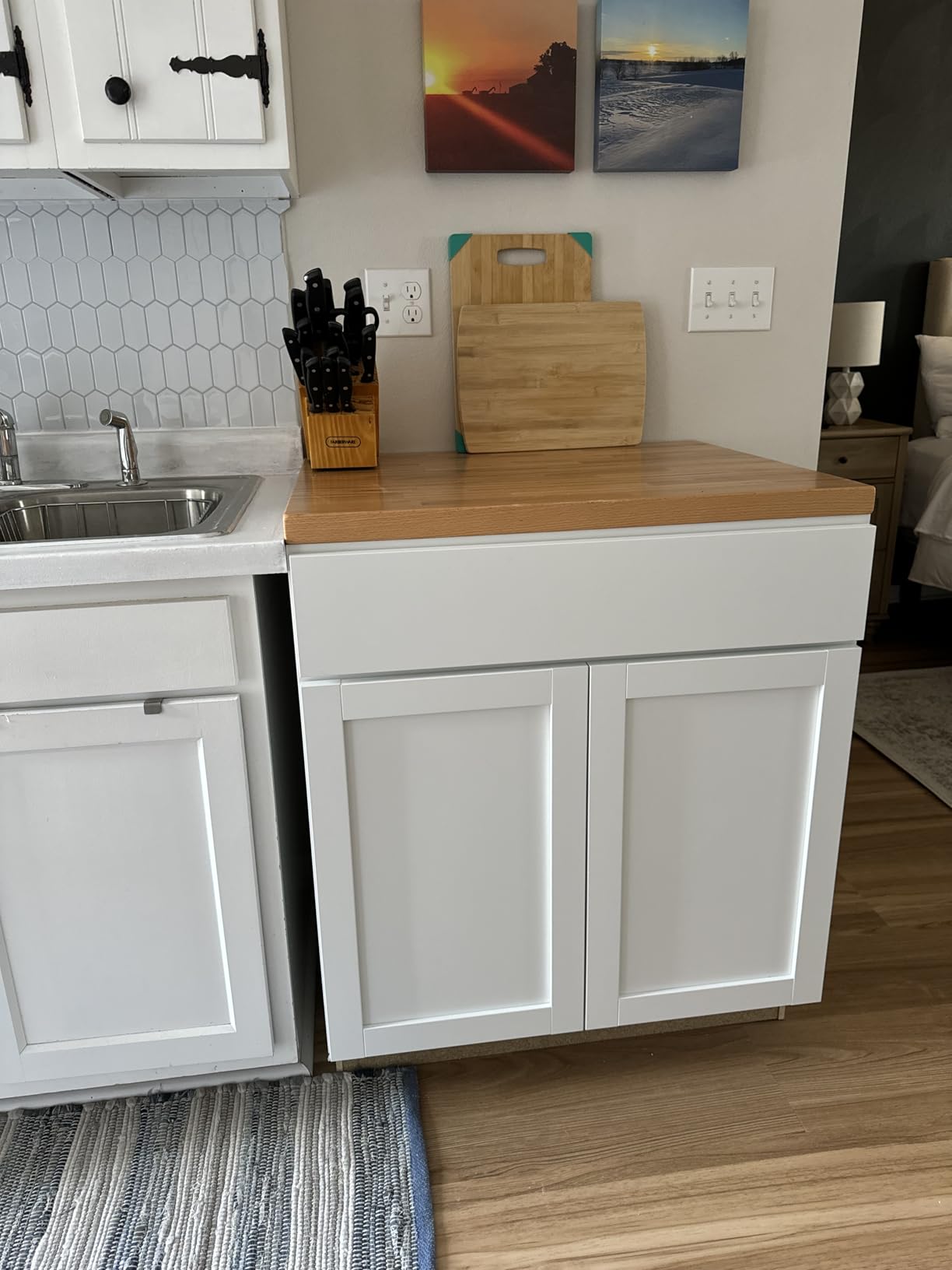 Finished Walnut Butcher Block Countertop, 48 x 25 x 1.5 In | Spacious solid walnut top with a sealed finish for kitchen islands, desks, dining tables, coffee bars and custom furniture customer photo 1