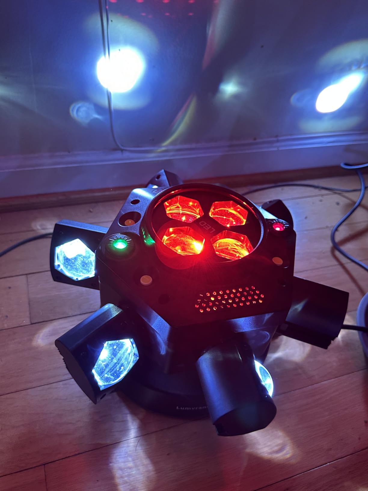 Moving Head DJ Lights 150W RGBW, 6-Arm Party Stage Light with Remote | 150W RGBW 6-arm beams, DMX-512 & sound-activated, quiet motor, sharp beam through haze/fog, home party & small-venue DJ use customer photo 1