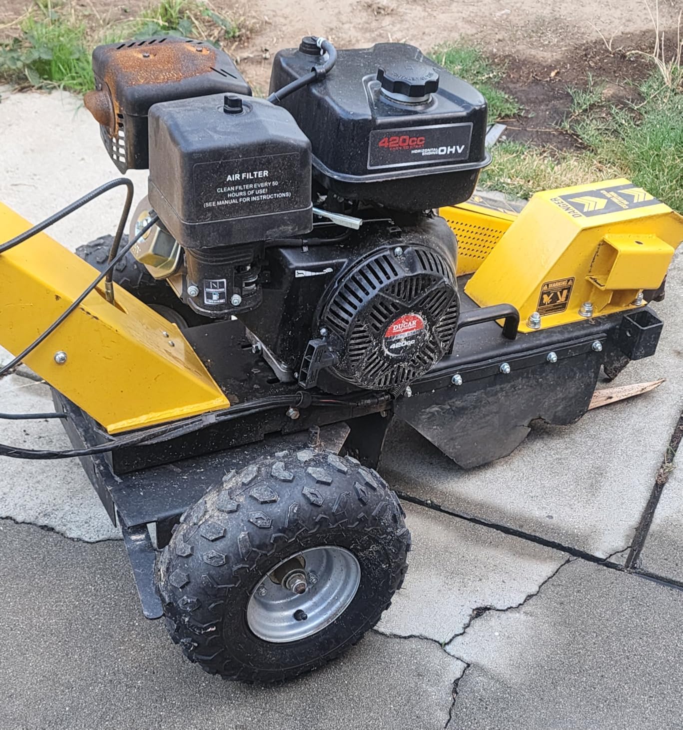 MechMaxx 15 inch Kohler 429cc 14HP Electric Start Gasoline Engine StumpGrinder with Tow Bar,12pcs Alloy Teeth, 15'' Cutting Height and 10'' Cutting Depth,Two Wheel Brake System, SG380 Yellow customer photo 1