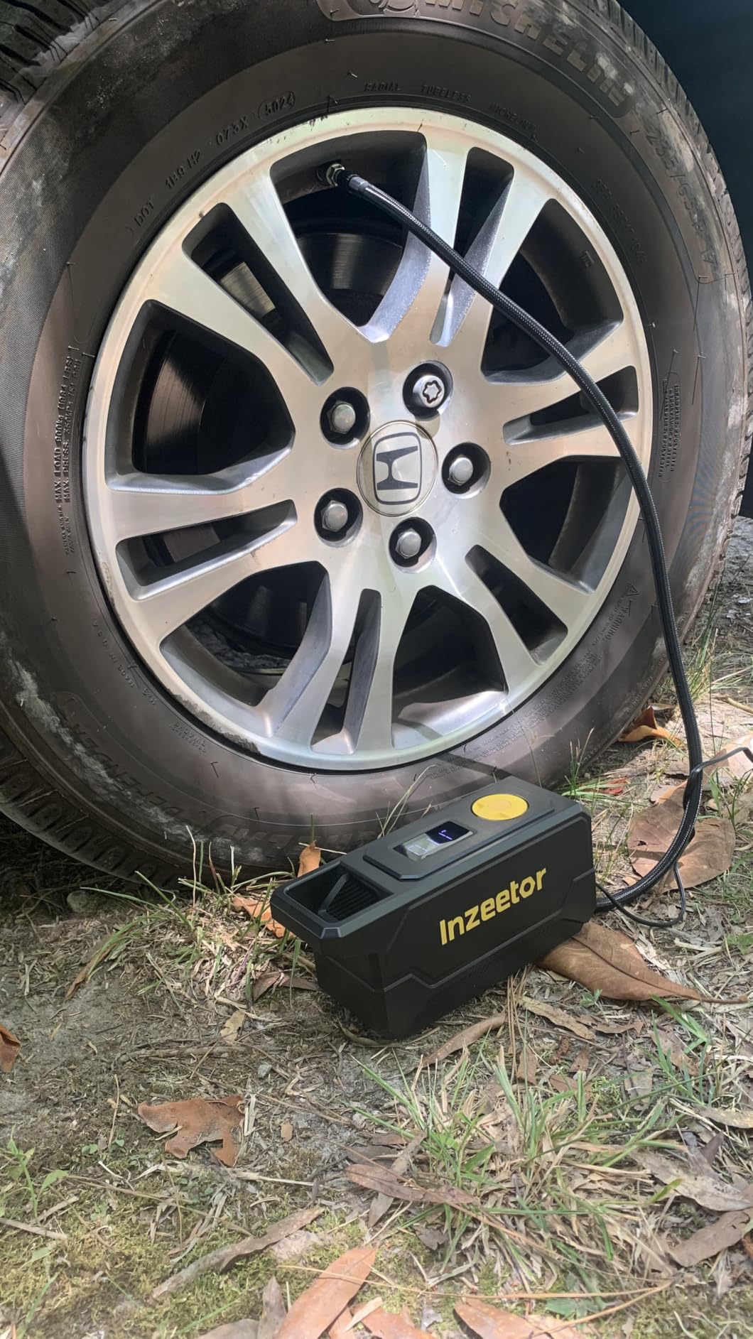150 PSI Tire Inflator Portable Air Compressor, 12V DC Auto Shutoff Air Pump with Digital Pressure Gauge and Emergency LED Light for Car Tires, Bicycle & Balloons, Black customer photo 1
