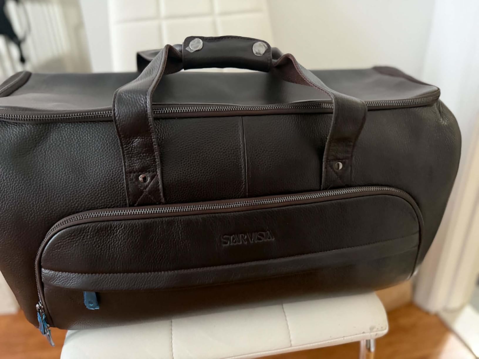 STAR VISTA Voyager-03 Luxury Convertible Garment Duffel Bag, Full Grain Pebbled Leather, Premium Canvas Lining, 22x12x12 Inch Carry-On, with Backpack Mode, Shoe Compartment customer photo 1