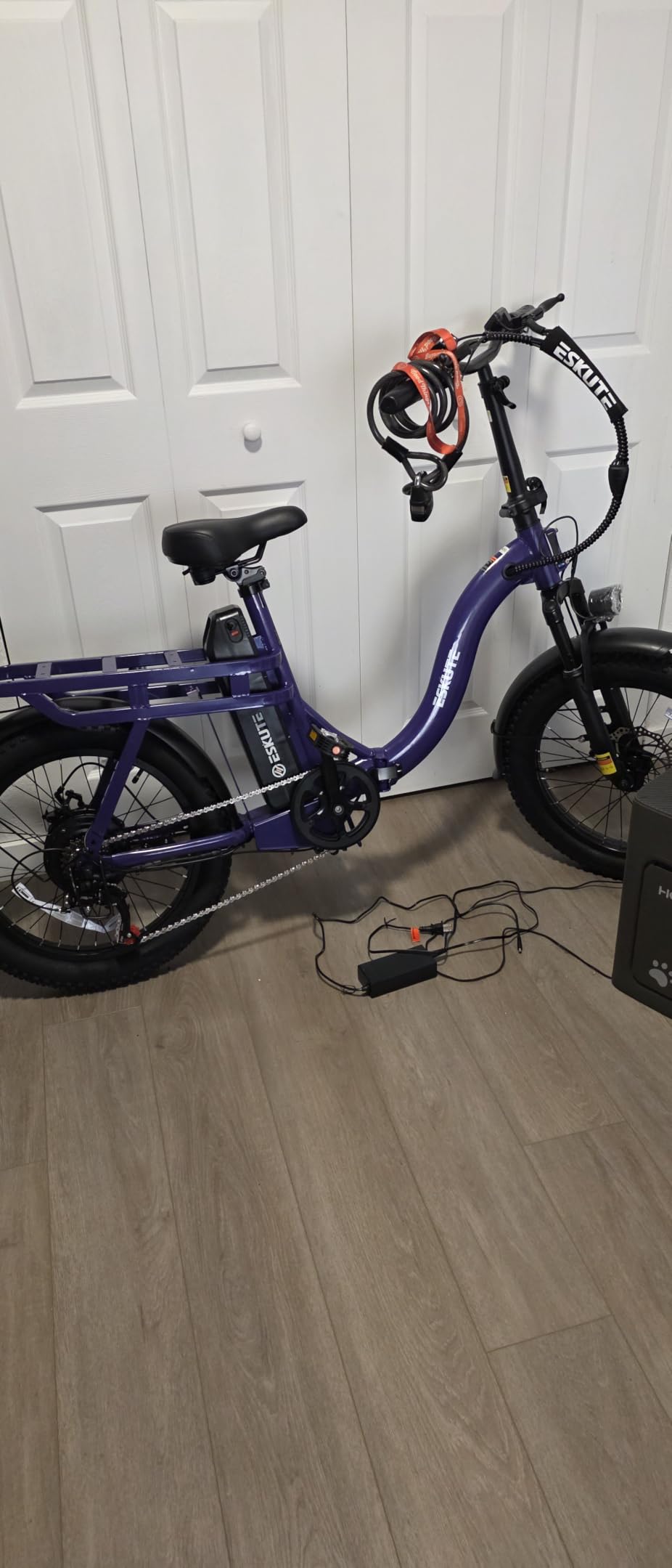 ESKUTE Electric Bike for Adults - 1200W Peak Motor, Folding 20x3 Fat Tire E-Bike, 48V 13Ah Battery, Step-Through Cargo Fold Ebike, NFC Unlock, 20+ MPH, 7-Speed, Up to 55 Miles customer photo 2