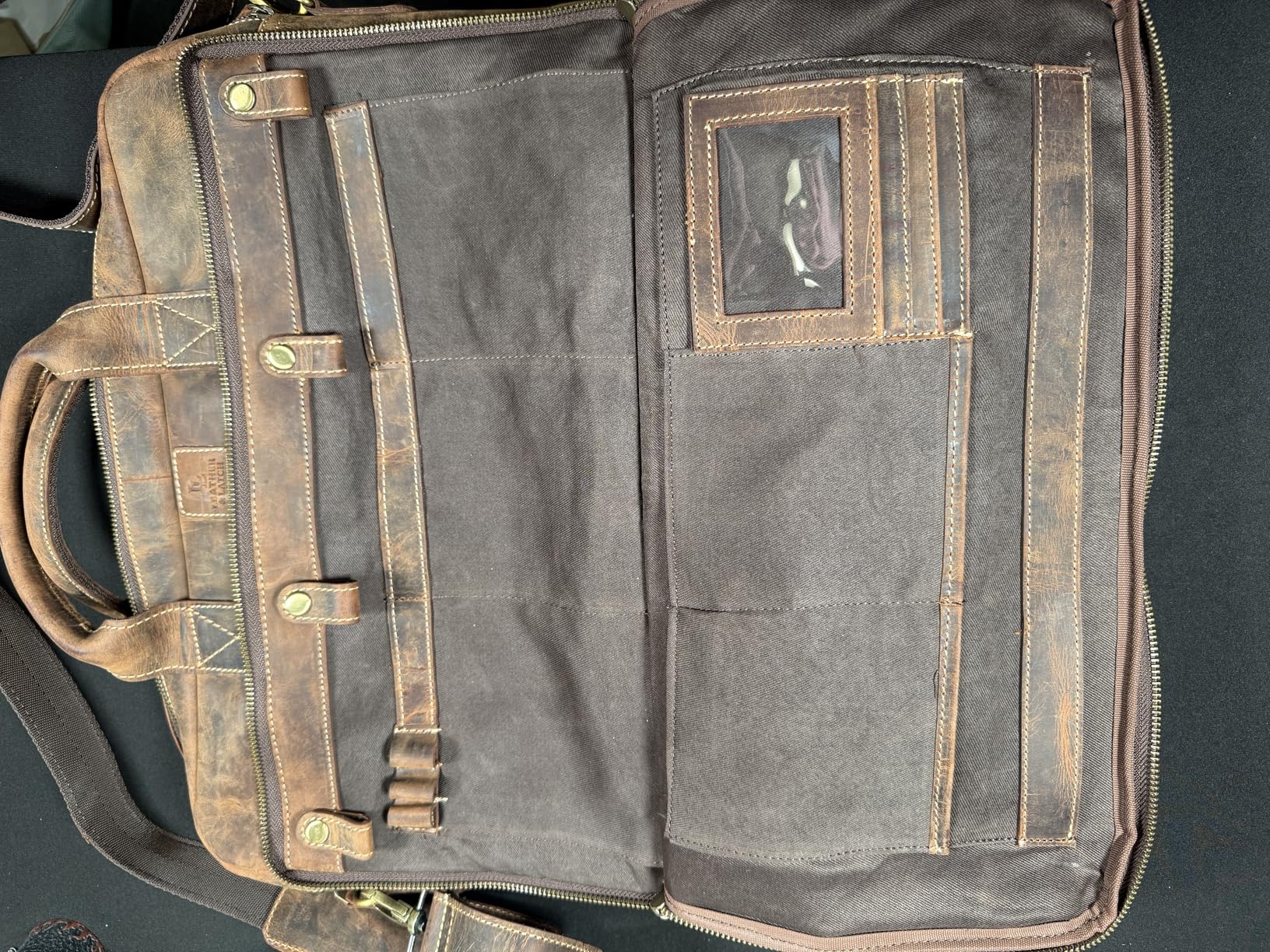 Full Grain Leather Messenger Bag for Men, 16