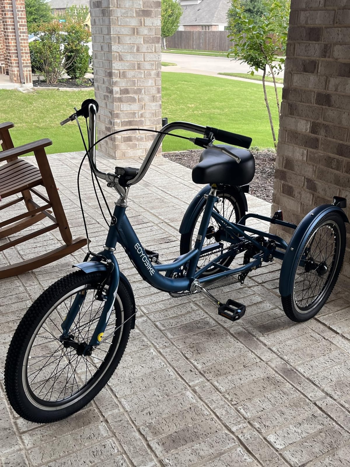 MOPHOTO Adult Tricycle, 3 Wheel Bike for Seniors Beginners, 20/24/26 Inch | 7 Speed, Low Step-Through, Large Rear Basket, 350 lbs Capacity, Wide Padded Saddle with Backrest customer photo 1