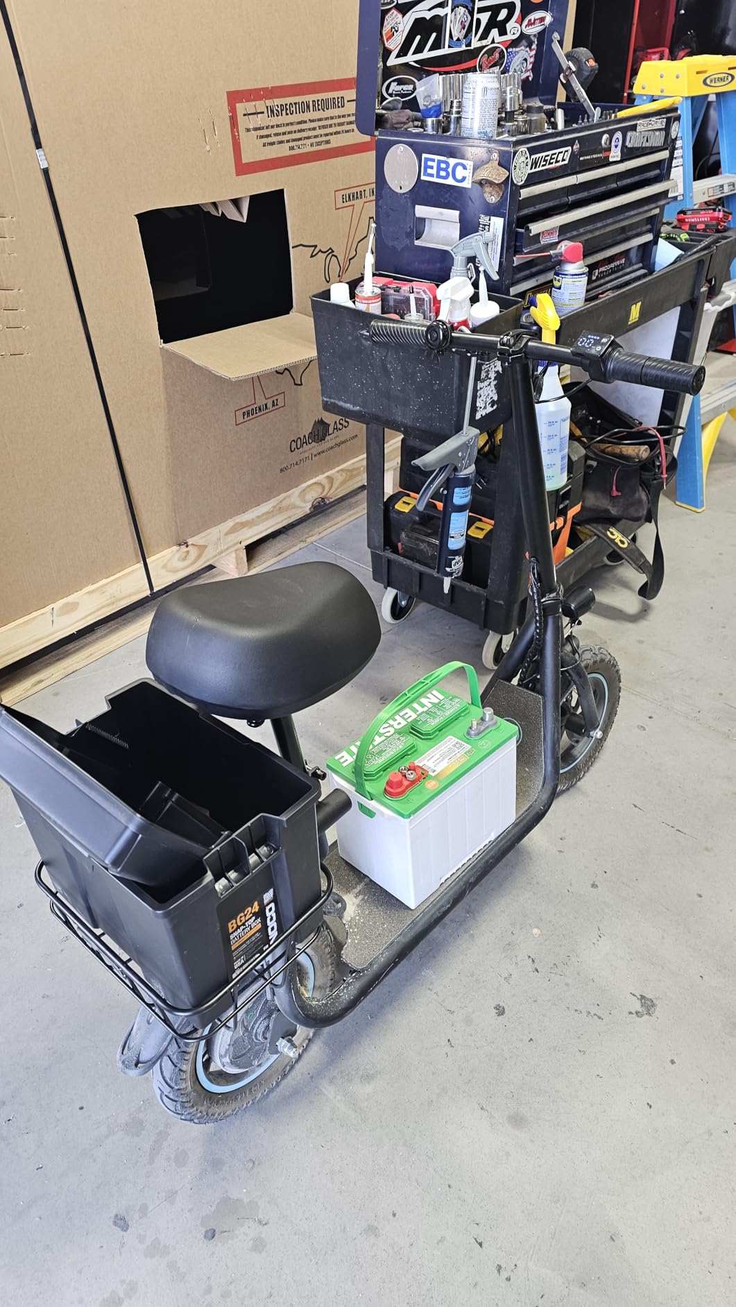 AWWSCOOTER C1 Electric Scooter with Seat & Basket for Adults, Classic Black | Foldable | 450W Motor | 9/12/16 MPH 3 Speeds | Dual Disc Brakes | Up to 20-Mile Range | UL 2272 | Phone Holder & Lock customer photo 2
