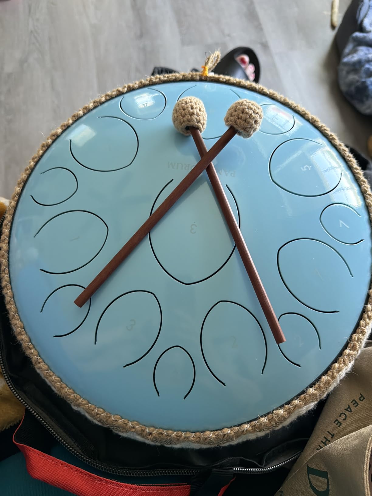 Panda Drum Pro (Blue) | Steel Tongue Drum for Inside & Outside | 15 Inch | with Music Book, Mallets, Carrying Bag & Finger Picks | 432 Hz Rain Drum | Calming Musical Instrument for Adults customer photo 2