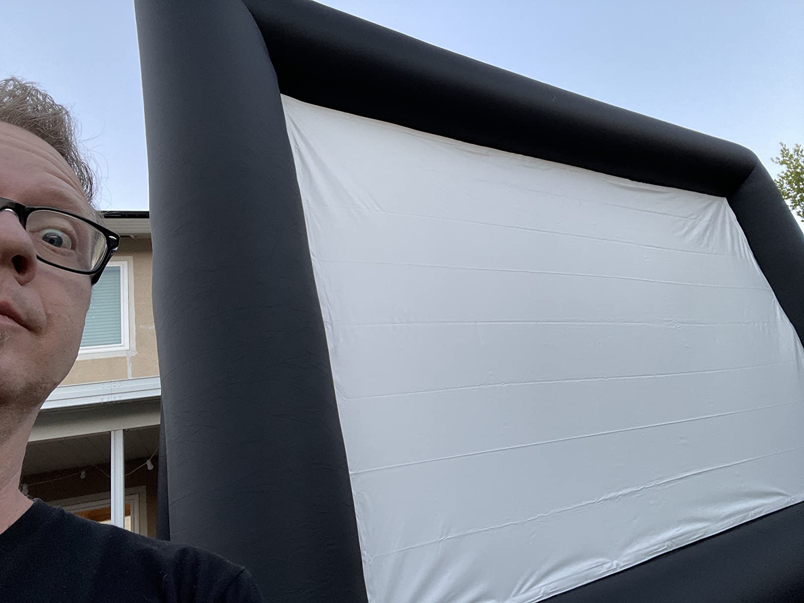GYUEM 21FT Inflatable Projector Screen Outdoor Movie Screen | Blow Up for Movie Parties Backyard Outside, Air Blower, Carry Bag, Front and Rear Projection, Portable Home Theater, Indoor customer photo 1