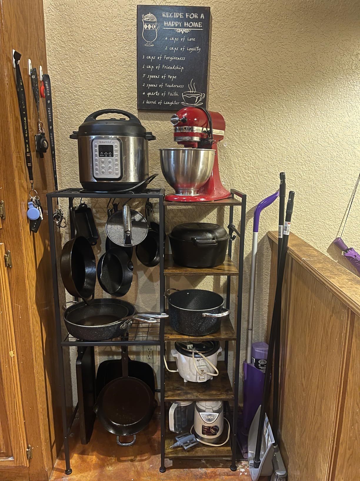 5-Tier Pot and Pan Organizer Rack with Hooks, Heavy-Duty Kitchen Storage Shelf for Cookware, Dishes, and Utensils, Freestanding Metal Pot Rack Organizer for Kitchen, Pantry, or Dining Room customer photo 2