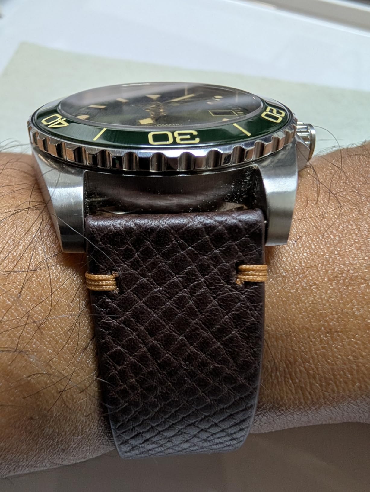 Getalia Italian Leather Watch Band - Tuscany Vegetable-Tanned Full Grain Calfskin Palm Grain Strap, Quick Release Watch Band with Folding Clasp, 18mm 19mm 20mm 21mm 22mm customer photo 1