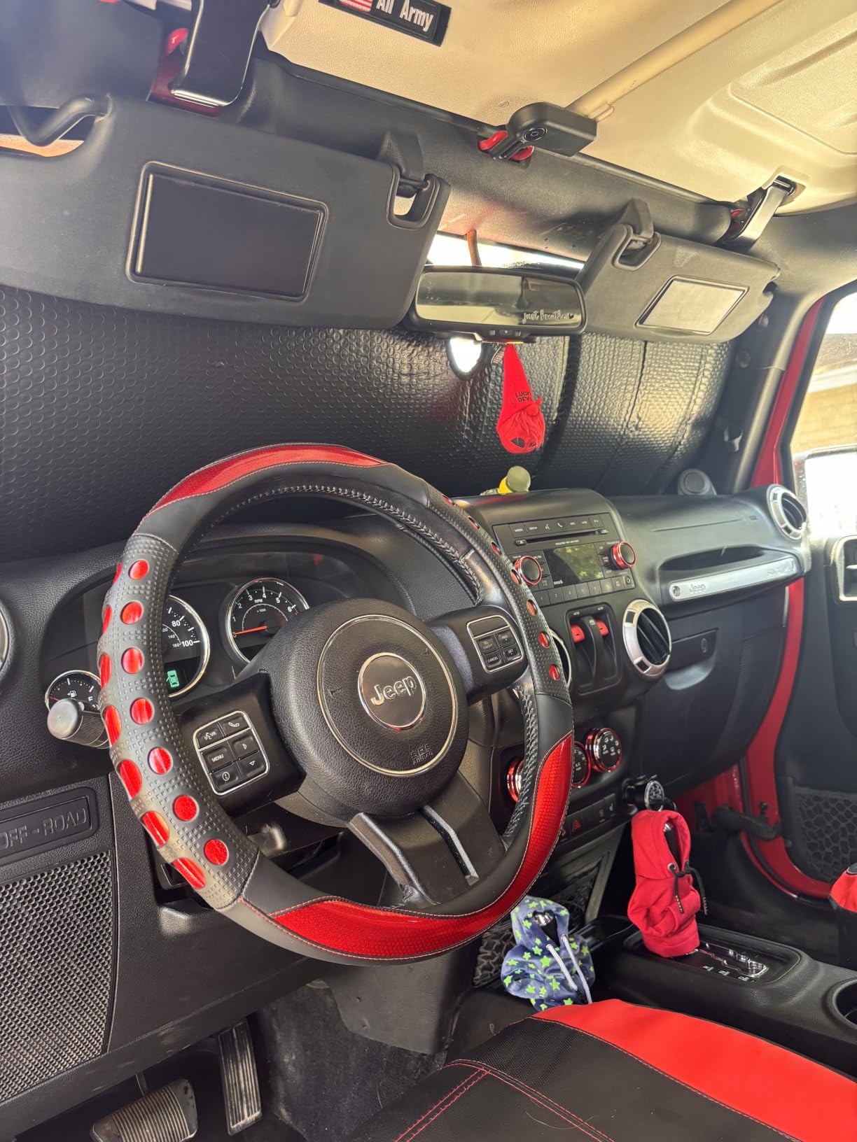 PU Leather Car Steering Wheel Cover with Anti-Slip Grip, for Women and Men, Universal Fit for 14.5-15 Inch Cars, Trucks, SUVs (Red) customer photo 1