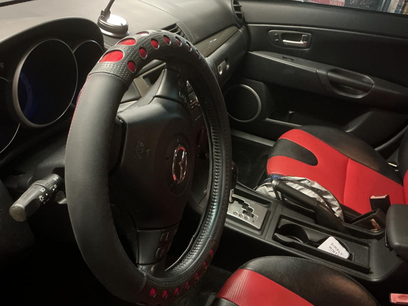 PU Leather Car Steering Wheel Cover with Anti-Slip Grip, for Women and Men, Universal Fit for 14.5-15 Inch Cars, Trucks, SUVs (Red) customer photo 2